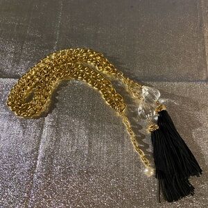 Vintage Goldtone 15” Chain/Lucite Variegated Bulbs/Fringe.